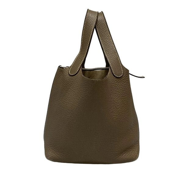 Auth HERMES Picotin PM - Etoupe Taurillon Clemence Square I Handbag - Picture 5 of 16